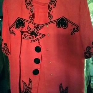 2 piece red and black skirt set